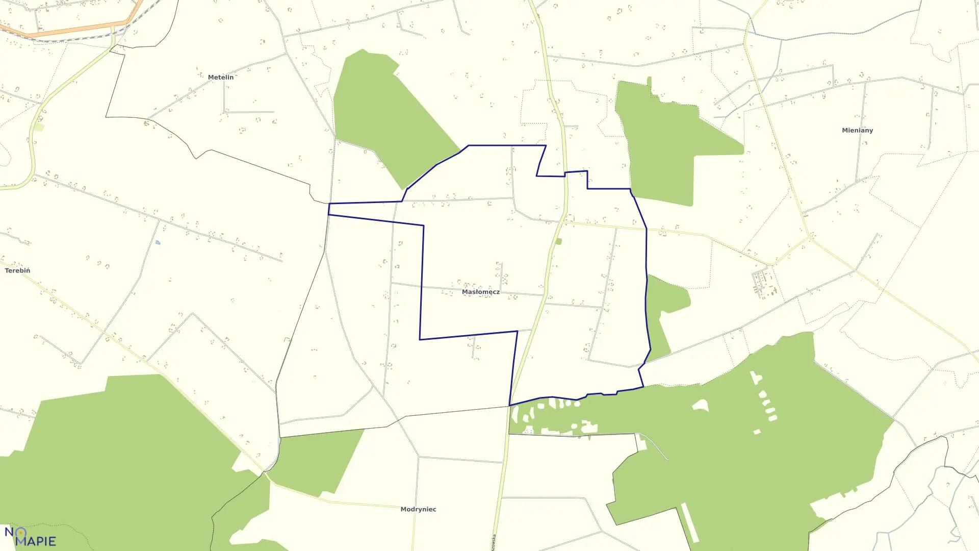 Mapa obrębu Masłomęcz w gminie Hrubieszów